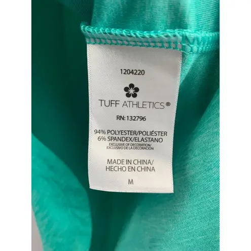 Tuff Athletics Womens Turquoise Athletic Top Loose Fit Keyhole Back Moisture Wic