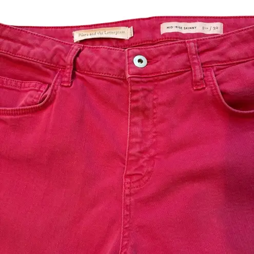 Pilcro and the Letterpress Anthropologie Mid Rise Skinny Stet Pink Jeans, Sz 32