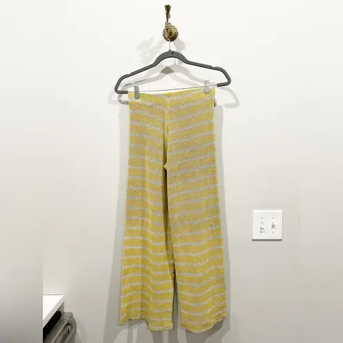 ZARA  Gold + Gray Knit Wide Leg High Waisted Pull On Pants Size Small