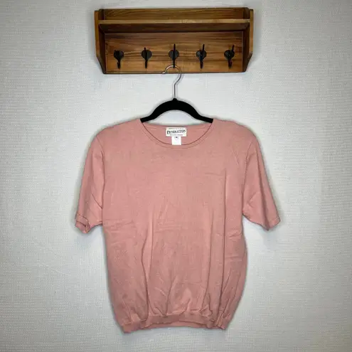 Pendleton Portland Oregon Womens Pink Cotton Knit Short Sleeve Top Medium VTG
