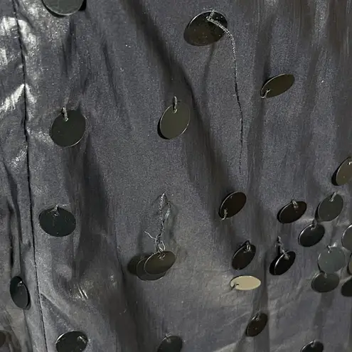 Ryu Flat Sequin Dress Shoulder Bow Black Shift Shimmery S Small Mini Cocktail