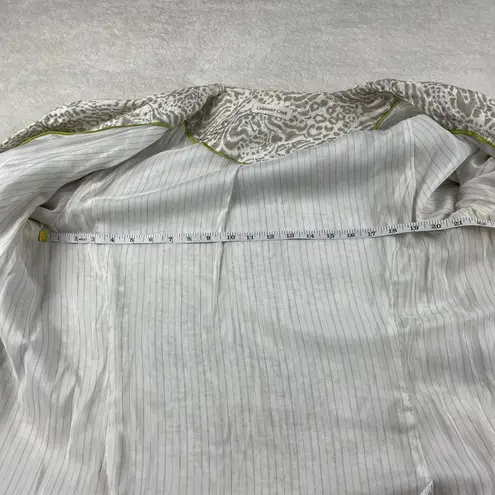 Coldwater Creek Jacquard Animal Print Blazer Womens PL Beige Open Front Ruched