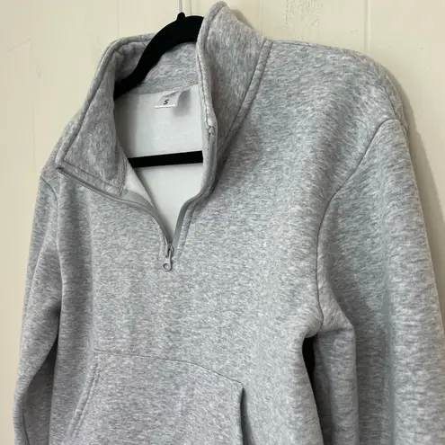 Senita Athletics Hailey Crop Quarter Zip Pullover Grey Fleece Lined ~ Size Small