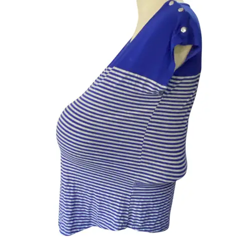 Seraphine Maternity Blue and White Striped Short Sleeve Tunic Top Size 6