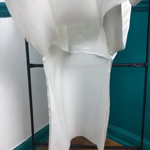 WAYF ivory satin slip dress. Midi small