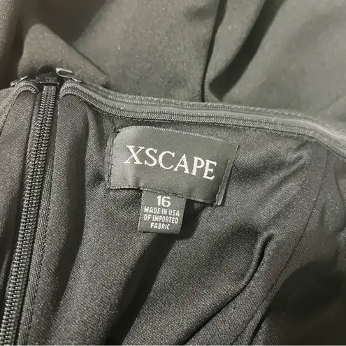 XScape NEW NWT CAMILA LONG OFF THE SHOULDER SCUBA CREPE DRESS Black Gown Sz 16