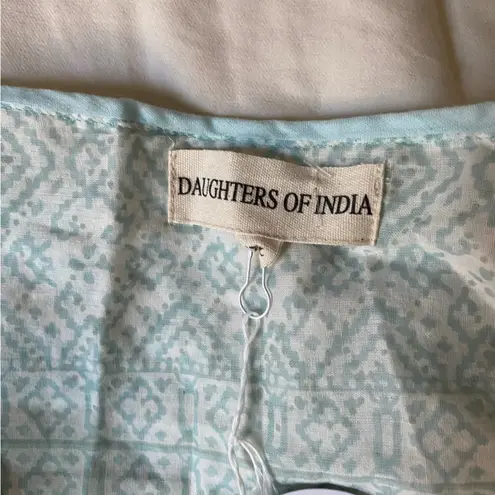 Daughters of India Jasmine Sea Mist Blue Bohemian Long Sleeve Dress 3X Cottage