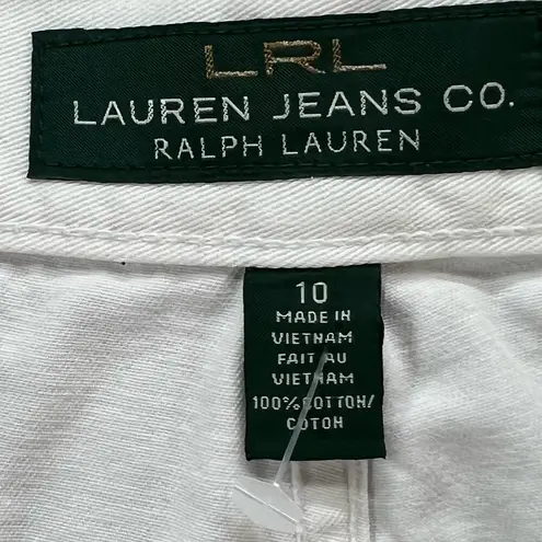 Ralph Lauren LRL Jeans Womens 10 White Denim Classic Midcalf Crop Nautical Beach