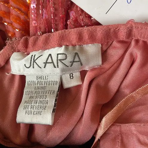 NWT JKARA Heavily All Over Sequins Color Block Halter Neck Gown Maxi Dress Pink Size 8