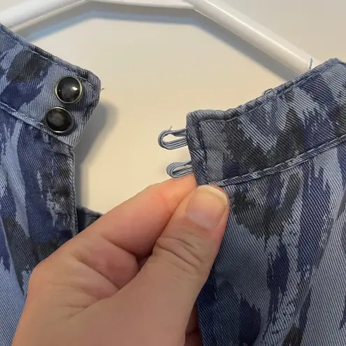 Anthropologie  Jenee Tiered Tunic Dress Blue Leopard Print Sz XS