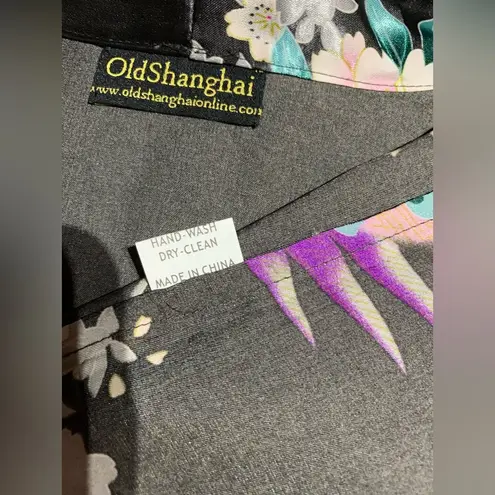 Old Shanghai Peacock Kimono Robe Black Size L