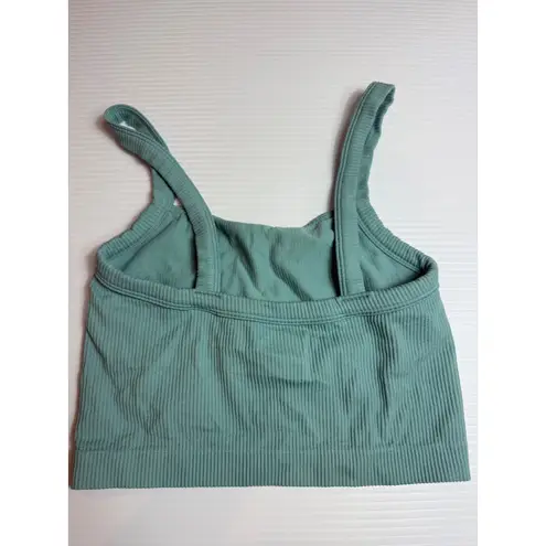 Colsies Womens Ribbed Crop Top Sleeveless Teal Green Casual Tank Top S