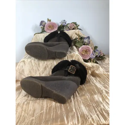 EMU Australia EMU Heighton Wedge Suede Boots Women 8 Brown Studded Dark Academia Size 6