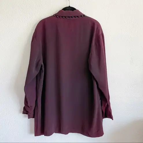 JM by Shelli Segal Vintage Beaded Lapel Wine Blazer Size Medium