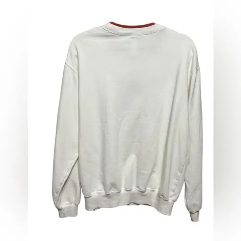 🍂 Cozy Fall Multicolor Leaf Embroidered Sweatshirt with Bead Embellishments 🍁 L White Size L