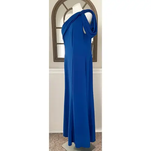 Tadashi Shoji Asymmetrically Pleated Formal Gown, Mystic Blue, Size XL EXCELLENT