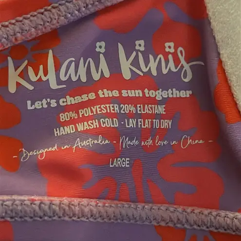Kulani Kinis Pink Purple Bikini Top Cherry Berry Padded Underwire Large NWT
