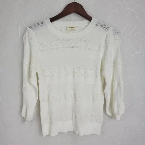 EE: Some Eyelet Knit Crewneck Long Sleeve Pullover Sweater White Size S