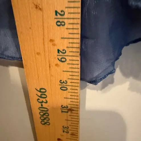 Pretty Angel Ruffle Sequin Linen Tunic Womens Small Blue Fairy Boho Hippie Gypsy