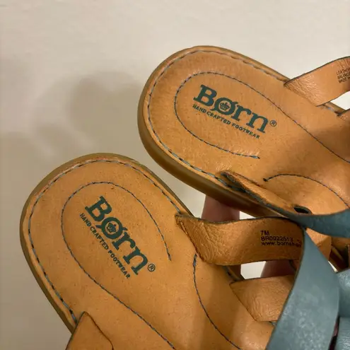 Born Shoes Born Isle Slide Leather Slip-On Sandal Women’s size 7 in Turquoise Blue