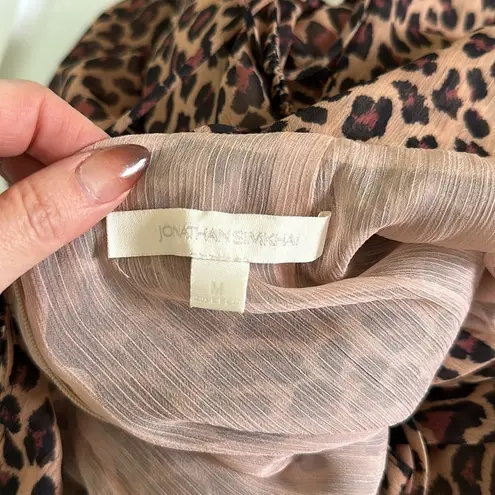 Jonathan Simkhai Leopard Print Tie Back Jumpsuit Size Medium Black