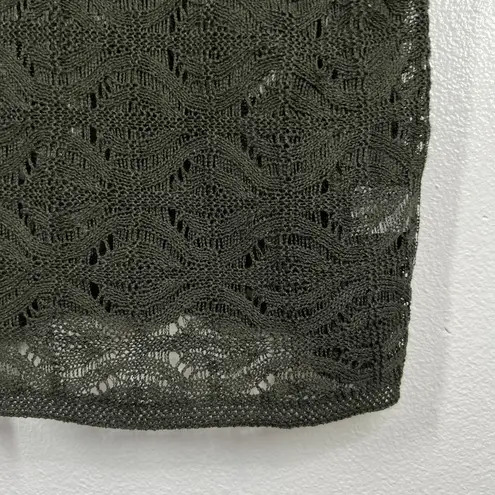 Coldwater Creek  Knit Top Olive Green Cover Up Short Sleeve Size Large Flowy Boxy