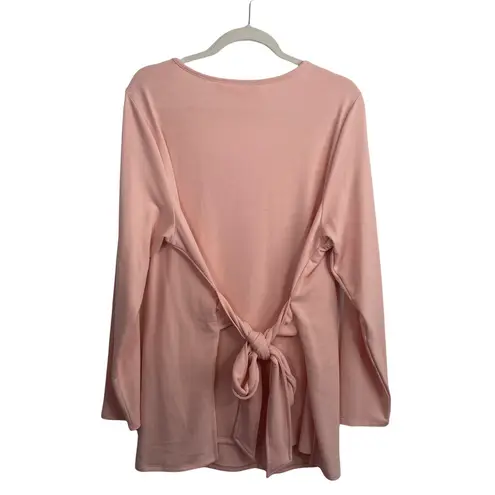 Evri Pink Long Sleeve Top Tie Back Stretch Casual Work Travel Women Plus Size 1x