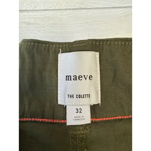 Maeve The Colette Wide Leg Crop Pants Anthropologie Olive Green Size 32