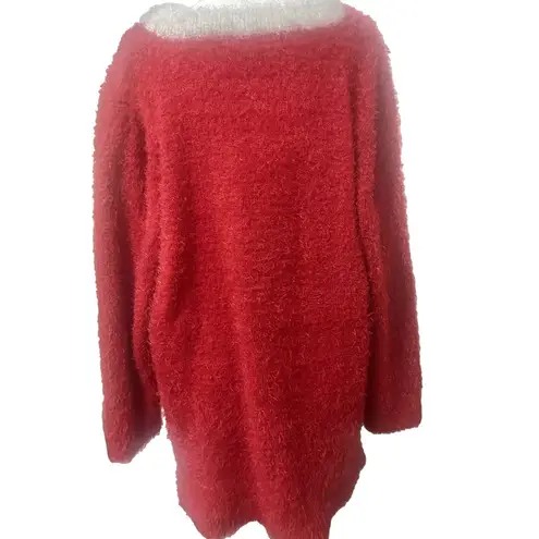 French Laundry Womens Plus 3X Joy Red Fuzzy Crew Sweater Christmas Holiday Party Cozy Dopamine