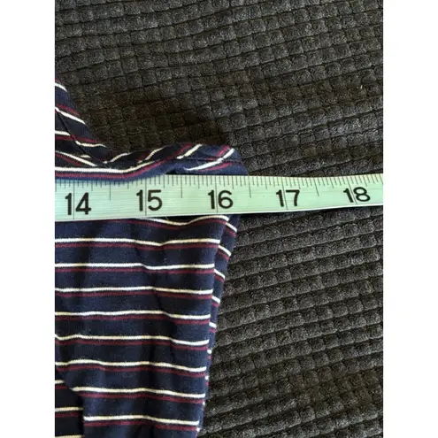 Mossimo Denim Mossimo Blue/White Striped Romper Adj Straps Size M Elastic/Tie Waist V Neck