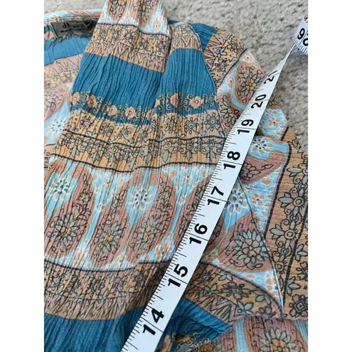 Dharma Floral Farm Rustic Fairy Peasant Top Size m/L Boho Whimsical Orange Green Size M