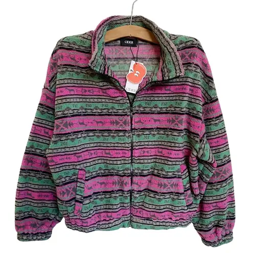 Cider NEW! Fleece Stand Collar Aztec Print Jacket NWT - S