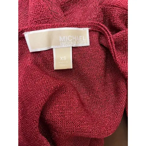 Michael Kors  Red Long Sleeve Open Front Cardigan Sweater Size XS