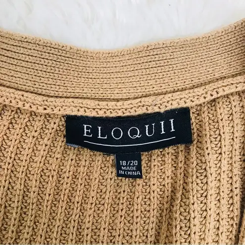 Eloquii Tan Cropped Cutout Cardigan Sweater Ribbed Button Front Size 18 20 - Image 5