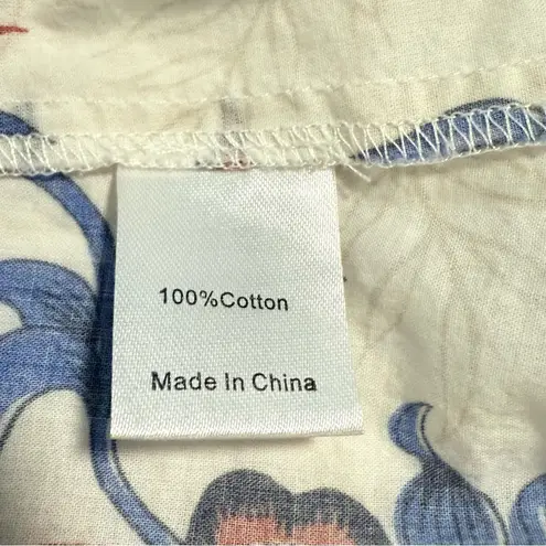 Tuckernuck Cream Heirloom Floral Short Sleeve Rowen Blouse Size L