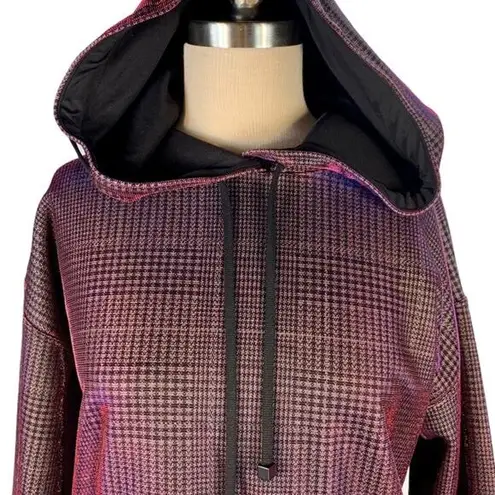 Koral | NWOT | Small | Mantra Impression Holographic Shiny Pink Plaid Hoodie
