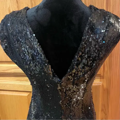 Dress the Population  Marilyn Sequin Sleeveless V-Neck Mini Dress Black Sz Large‎