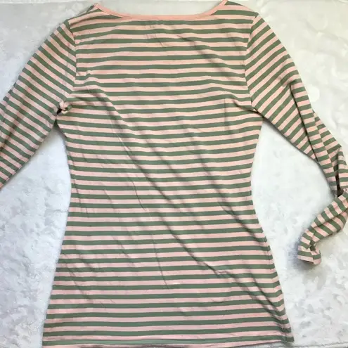 Matilda Jane  Off The‎ Grid Long Sleeve Tunic Top Pink Green Stripes Women's M