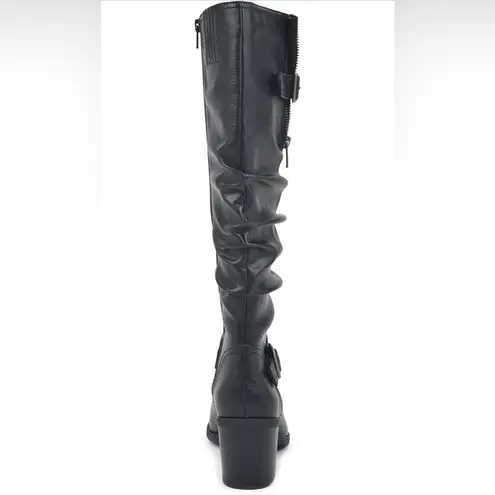 White Mountain Desirable Black Faux Leather Knee-High Boots Shoes Size 10 NWT