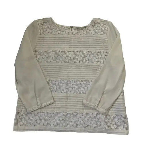 Hinge  Women’s Size Small Embroidered Sheer See Through Shirt Top Blouse #13-29