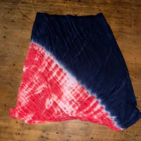 Lane Bryant  blue & red asymmetrical tie dye maxi skirt