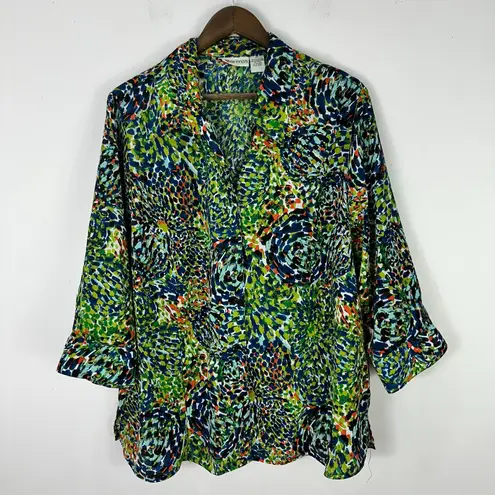Apparenza Blouse Plus 2X Abstract Print Button Shirt Artistic Bold Career Artsy