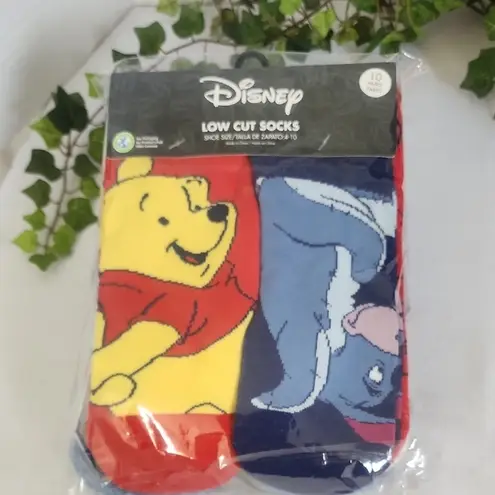 Disney  10 Pack Low Cut Socks with Winnie the Pooh Tigger Piglet Eeyore NEW - Image 1