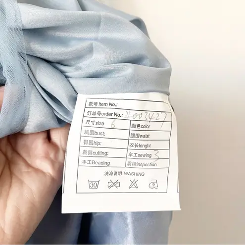 Unbranded Tulle Floral Embroidered Midi Gown Dress in Slate Blue Size 6