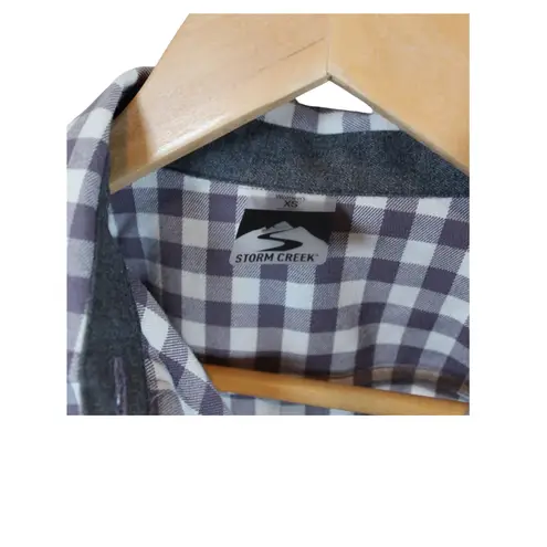 Storm Creek Button Up Shirt Womens XS Purple Checked Long Sleeve Collared