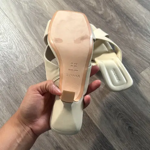 Vince  Women's Cream Criss Cross-Strap Sandals Cecilia Square toe Elegant Shoes 9