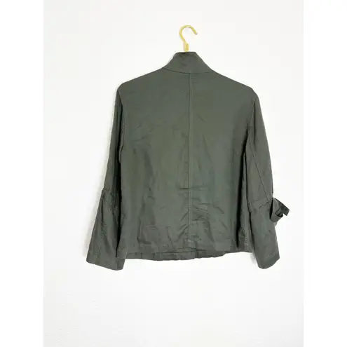 Club Monaco Hardy Top Shirt Jacket Size Small Olive Green Funnel Neck Linen