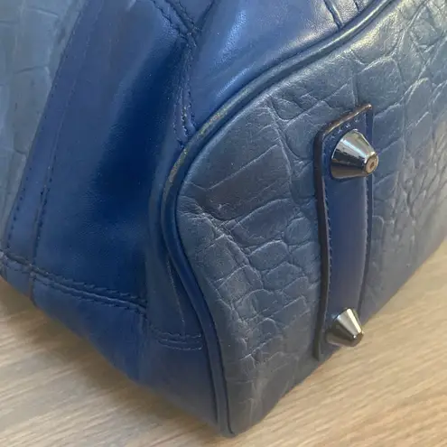 L.A.M.B. Gwen Stefani Domed Croc Embossed Blue  Leather Bag