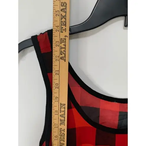 Buffalo Plaid Red Black Sheer Tank Top Red