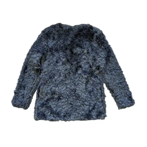 WAYF Faux Fur Dark Gray Coat Jacket Teddy Womens Small Open Front Plush Grey